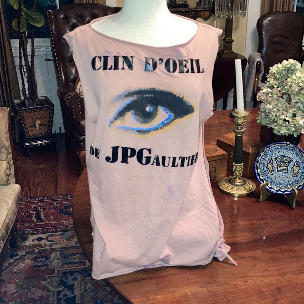 JEAN PAUL GAULTIER Target "Clin d' Oeil" Wink Glitter Embellished SHIRT RARE